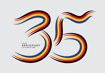 35 years anniversary celebration logotype colorful line vector, 35th birthday logo, 35 number, Banner template, vector design template elements for invitation card and poster. number design vector