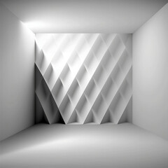 Abstract white empty room with white wall, floor, and ceiling without any textures