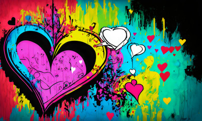 Grafitti Heart for Valentine Day or Wedding - Generative AI