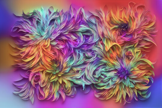 Abstract fractal flower patterns and shapes - Generative AI
