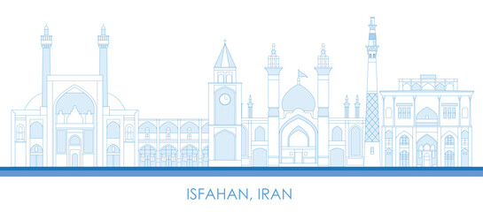 Fototapeta na wymiar Outline Skyline panorama of city of Isfahan, Iran - vector illustration