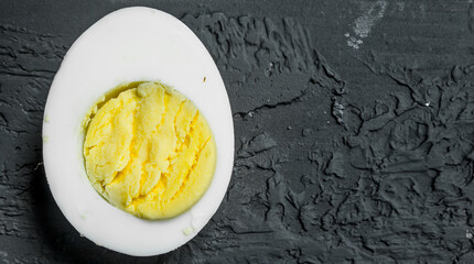 Boiled half of eggs.