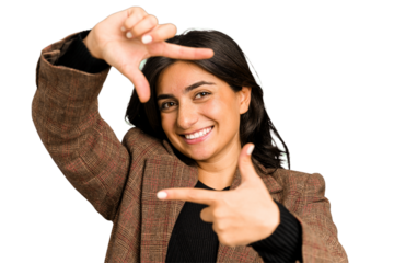 Young indian business woman doing a frame gesture