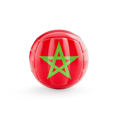 3D volleyball ball with Morocco national team flag isolated on white background - 3D Rendering