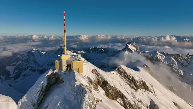Aerial View of the Mountain Seantis in the Swiss Alps, Switzerland. Santis