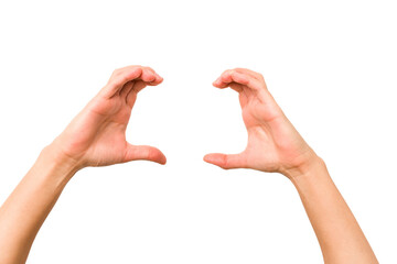 caucasian hands gesturing isolated on a white background