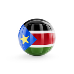 3D volleyball ball with South Sudan national team flag isolated on white background - 3D Rendering