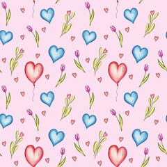 Seamless pattern with hearts Valentine's day print