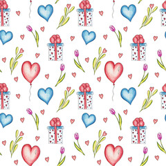 Seamless pattern with hearts Valentine's day print