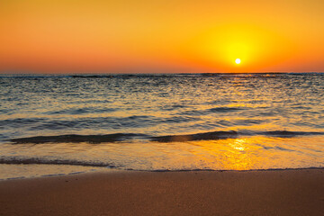 Beautiful Sunrise landscape with Bright yellow-orange sky