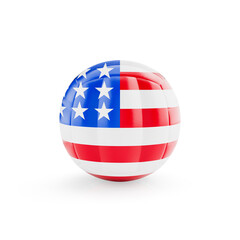 3D volleyball ball with United States national team flag isolated on white background - 3D Rendering