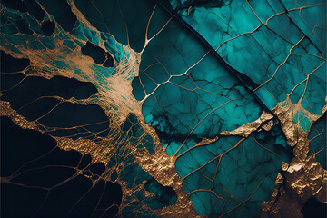 Gold and teal cracked marble textures, Made by 