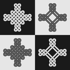 Celtic knots on a white and dark background. Isolated nodes. Vector illustration.