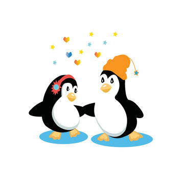 Penguin cartoon colored clipart illustration