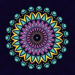 Mandala flower ornament ethnic decoration. Colorful design element for textile, fabric, frame and border, or fashion paper print.