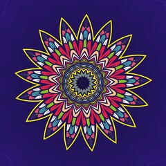 Mandala flower ornament ethnic decoration. Colorful design element for textile, fabric, frame and border, or fashion paper print.