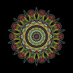 Mandala ornament ethnic decoration. Colorful design element for textile, fabric, frame and border, or fashion paper print.