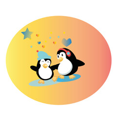 Cute penguin vector cartoon colored clipart illustration