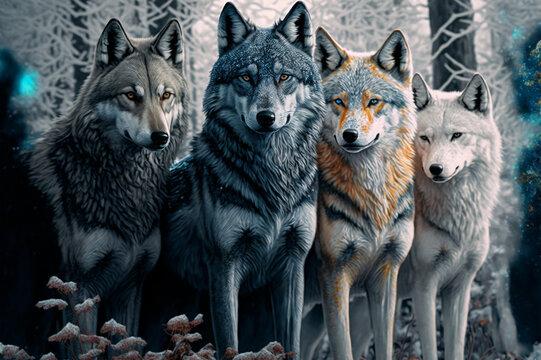 Colorful Wolve. Created by Generative AI.