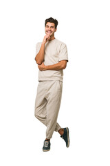 Young caucasian man full body isolated on white background