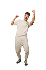 Young caucasian man full body isolated on white background