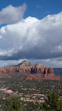 Vertical Video Shiprock and Coffee Pot Rock Formations Sedona Arizona