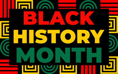 Black history month 2023 Celebration Background.  Black History Month text with human Fist and Seamless Pattern. Celebrated annually in February in the USA and Canada.