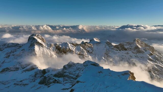 Aerial View of the Mountain Seantis in the Swiss Alps, Switzerland. Santis