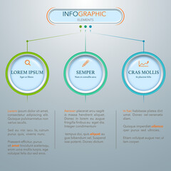 Three circle options or steps pattern. Vector illustration. Can be used for workflow layout, diagram, number options, step up options, web design, infographics