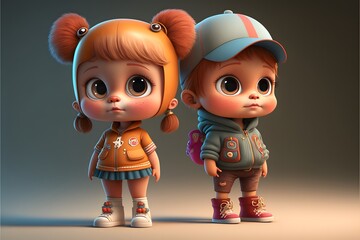Cartoon characters, Graphics, Design, Illustration, 3D, Concept