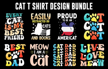 Fototapeta na wymiar Cat t-shirt design bundle, Cat t-shirt set, cat vector bundle, trendy cat t-shirt, cats design set, cat silhouette set