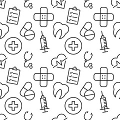 Seamless repeating pattern of medical signs for web sites, wrapping, printing, postcards, web sites, apps