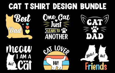 Cat t-shirt design bundle, Cat t-shirt set, cat vector bundle, trendy cat t-shirt, cats design set, cat silhouette set