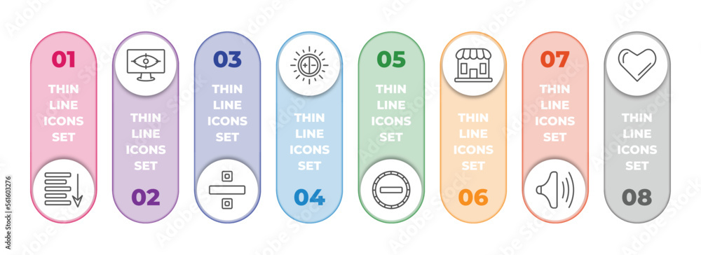 Poster user interface collection. infographic element with outline icons and 8 step or option. user interfa