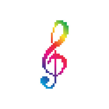  treble clef  icon 8 bit, pixel art icon for game  logo. 