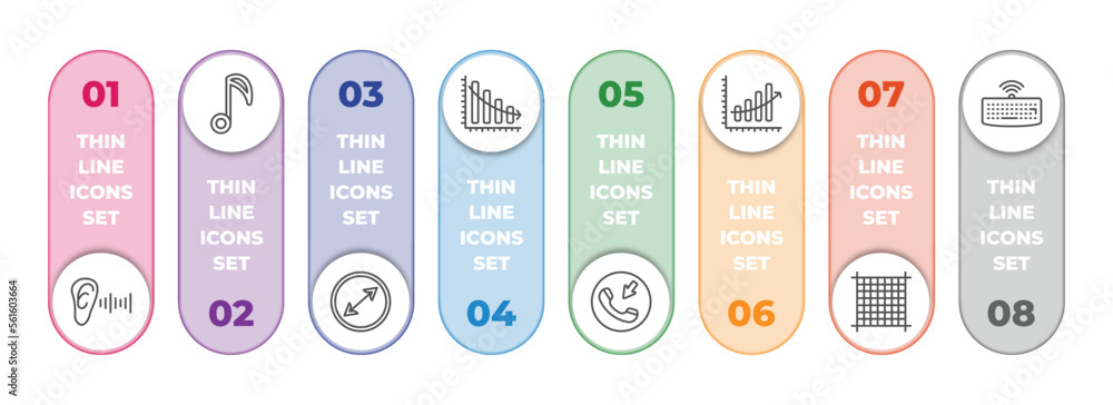 Poster ultimate glyphicons infographic element with outline icons and 8 step or option. ultimate glyphicons