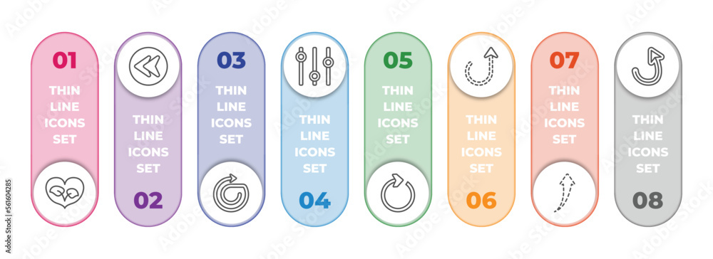 Poster user interface infographic element with outline icons and 8 step or option. user interface icons suc