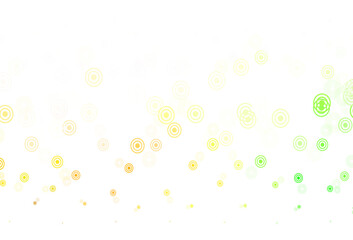 Light Green, Red vector background with bubbles.