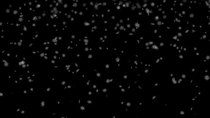Winter snow snowflakes on black background.
