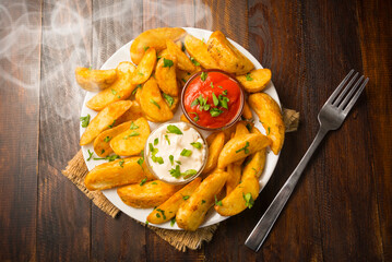 Patatas fritas con salsa