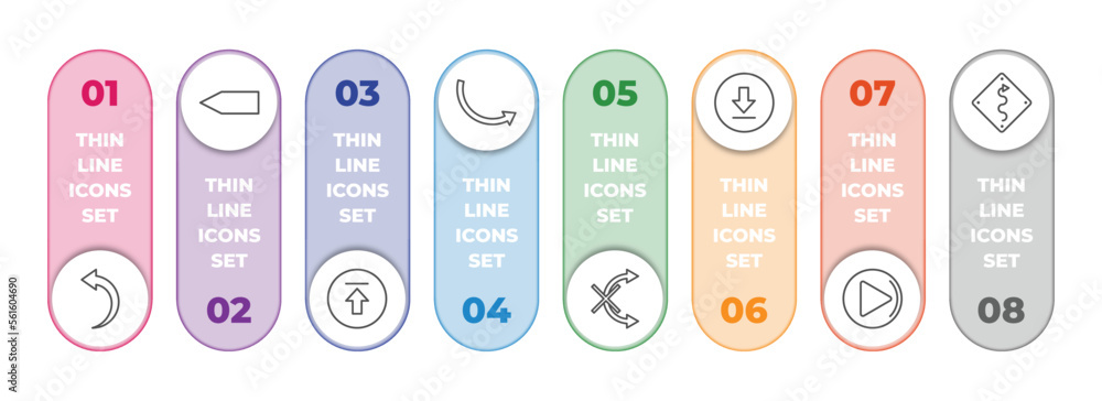 Poster user interface infographic element with outline icons and 8 step or option. user interface icons suc