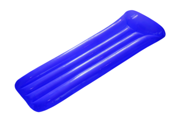 Blue inflatable floating pool raft mattress isolated on transparent.