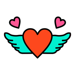 Heart Wing Filled Line Icon