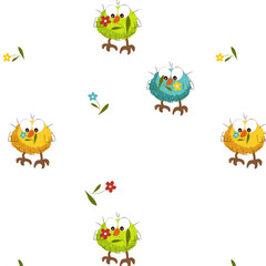 Lovely birds. Pattern for children. Seamless.
