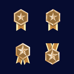 Gold medal hexagon star multiple variations
