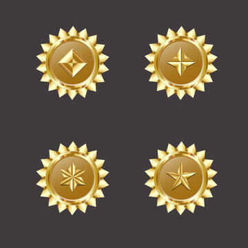 Gold star badge with multiple shapes