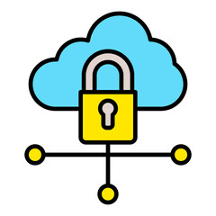 Cloud Lock Filled Line Icon