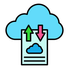 Cloud Uploading Filled Line Icon