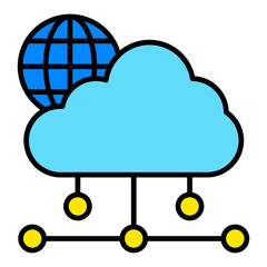 Cloud Network Filled Line Icon