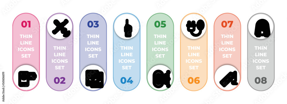 Poster technology infographic element with outline icons and 8 step or option. technology icons such as lit